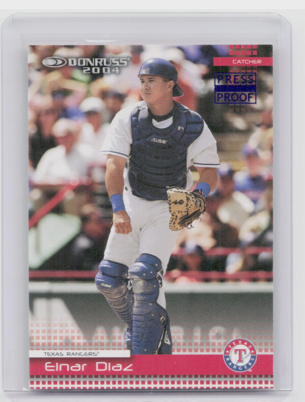 2004 Donruss Einar Diaz Press Proofs Blue SN100 #199 Rangers