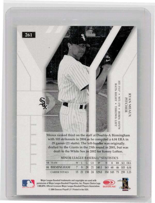 2004 Donruss Elite Extra Edition Ryan Meaux AU RC SN546 #261 Sox - Image 3