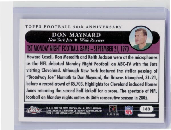2005 Topps Chrome Don Maynard #163 Jets - Image 3