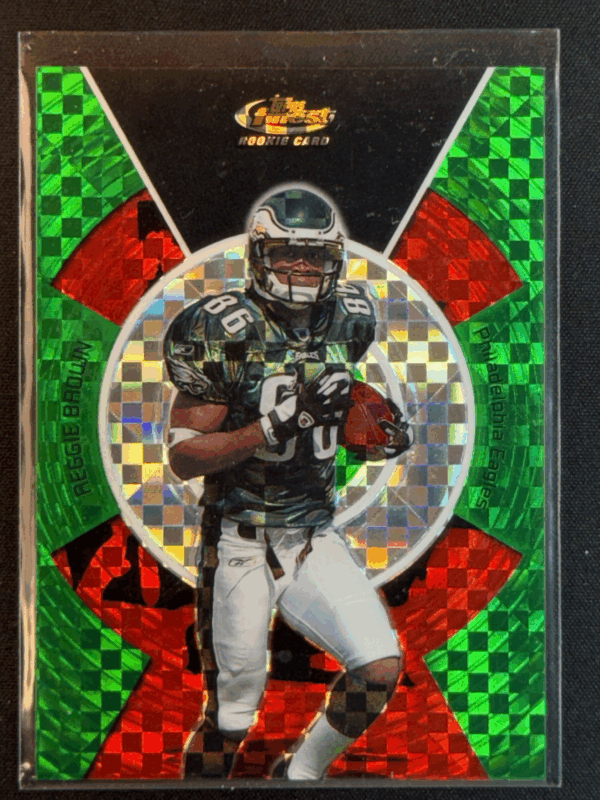 2005 Topps Finest Reggie Brown Green X-Fractor /50 Rookie RC Eagles #130