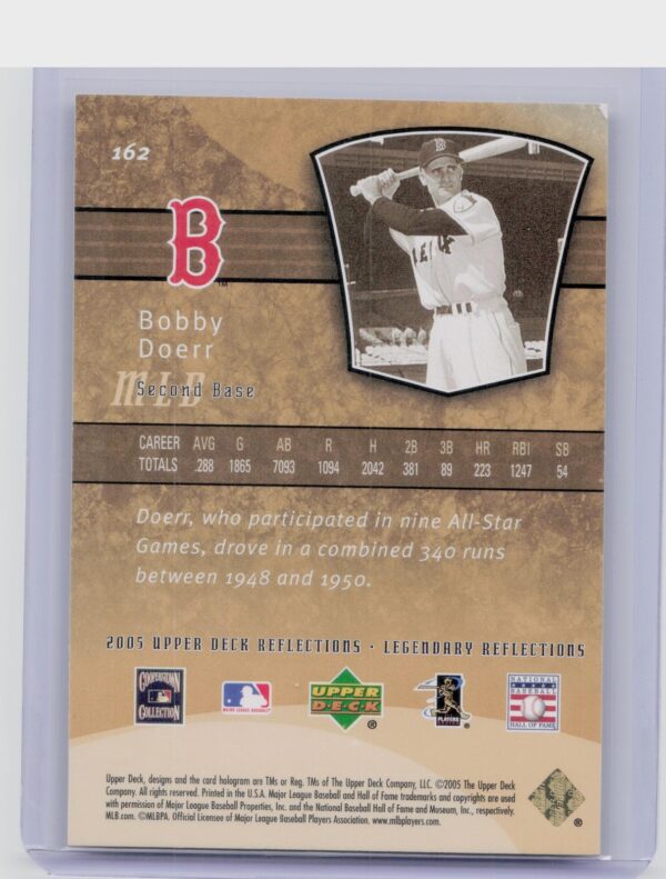 2005 Upper Deck Reflections Bobby Doerr #162 Sox - Image 3
