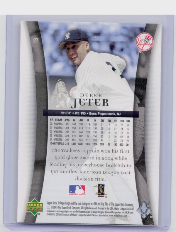 2005 Upper Deck Trilogy Derek Jeter #27 Yankees - Image 3