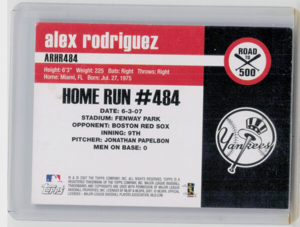 2007 Topps Rookie 1952 Edition Alex Rodriguez #ARHR484 Yankees Alex Rodriguez: R - Image 3