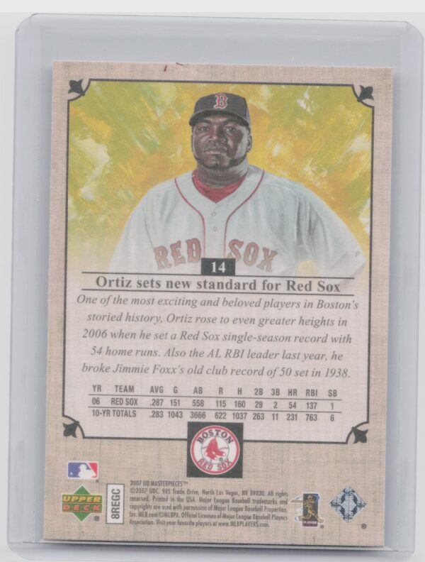 2007 Upper Deck Masterpieces David Ortiz #14 Sox - Image 3