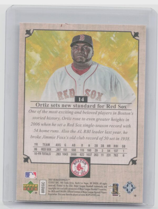 2007 Upper Deck Masterpieces David Ortiz #14 Sox - Image 3