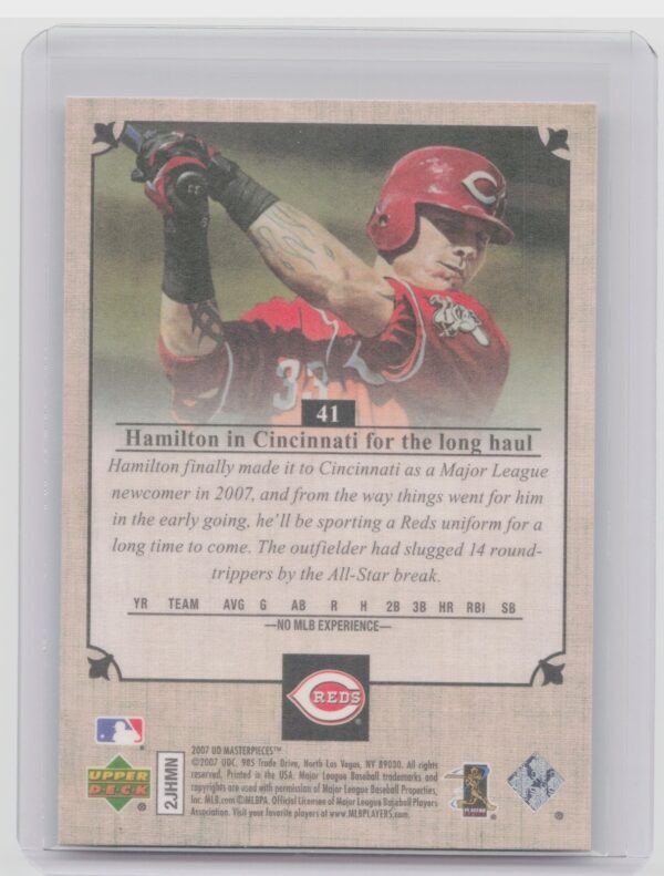 2007 Upper Deck Masterpieces Josh Hamilton #41 Reds - Image 3