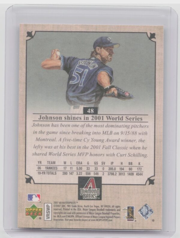 2007 Upper Deck Masterpieces Randy Johnson #48 Diamondbacks - Image 3