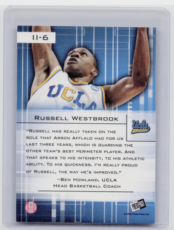 2008-09 Press Pass Russell Westbrook #II-6 Bruins Insider Insight Blue - Image 3