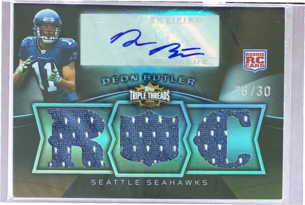 2009 Topps Triple Threads Deon Butler Auto /30 JSY #106 Seahawks Rookie RPA