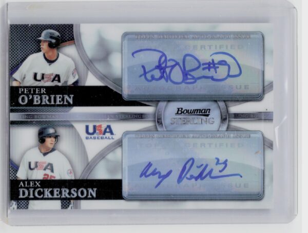 2010 Bowman Sterling Peter O'Brien / Alex Dickerson AU SN99 #BSDA-16 Team USA Ba