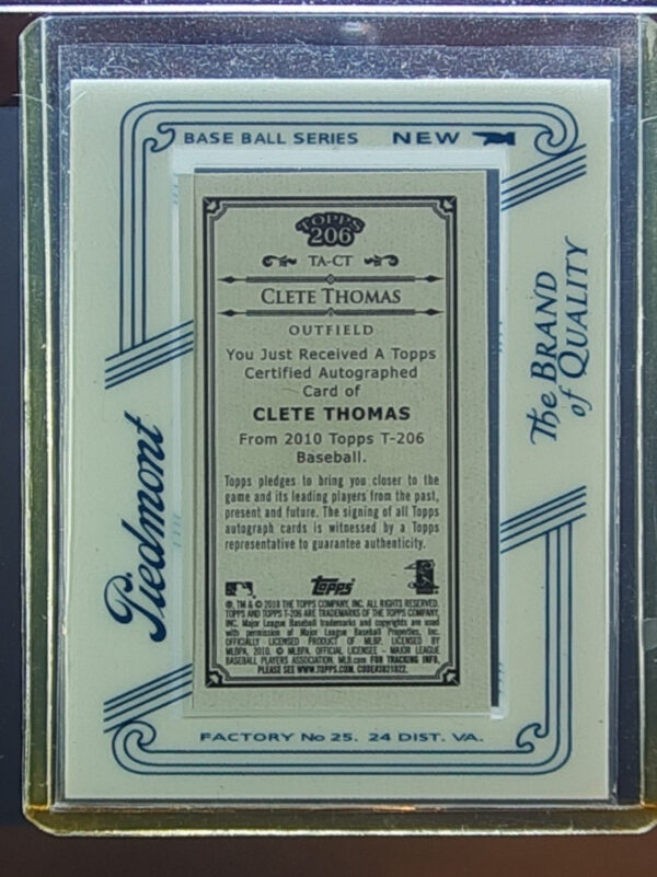 2010 Topps 206 Clete Thomas AU #TA-CT Tigers Mini Framed Autographs Piedmont - Image 3