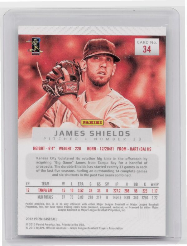 2012 Prizm James Shields #34 Royals - Image 3