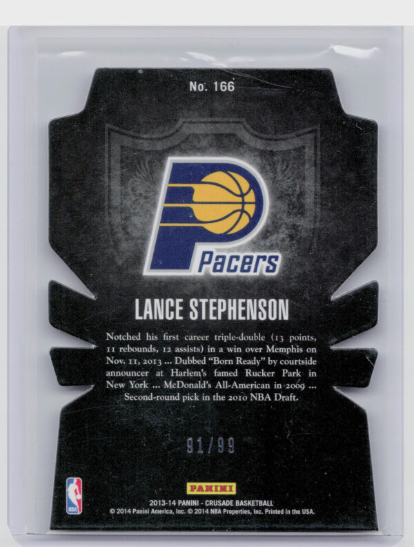 2013-14 Panini Crusade Lance Stephenson SN99 #166 Pacers Crusade Orange Die Cut - Image 3