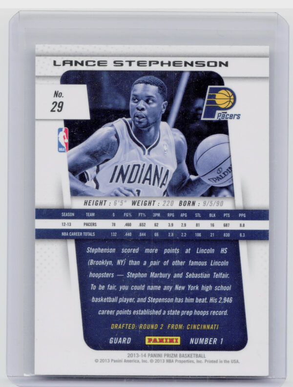 2013-14 Panini Prizm Lance Stephenson #29 Pacers - Image 3