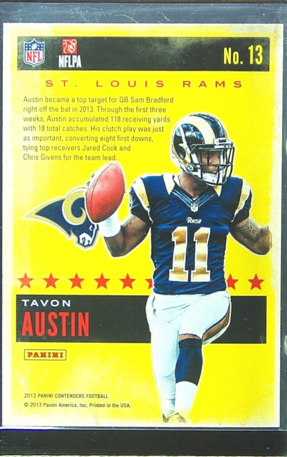 2013 Contenders Tavon Austin RC /99 #13 Rams Rookie of the Year Contenders Gold - Image 3