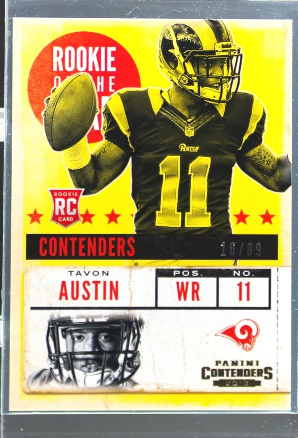 2013 Contenders Tavon Austin RC /99 #13 Rams Rookie of the Year Contenders Gold