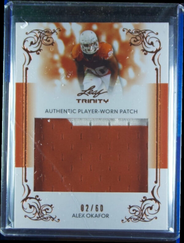 2013 Leaf Trinity Alex Okafor SN60 MEM #DP-AO1 Longhorns Jumbo Patch Bronze