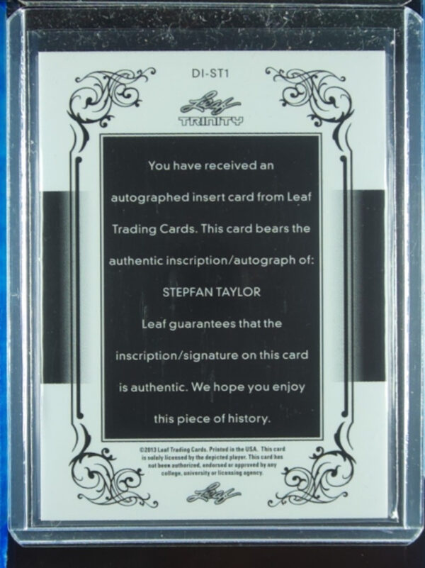 2013 Leaf Trinity Stepfan Taylor #DI-ST1 Cardinal Inscriptions Bronze - Image 3
