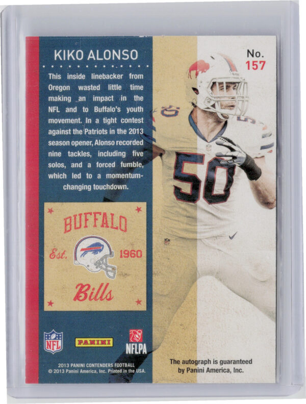 2013 Panini Contenders Kiko Alonso AU RC VAR #157 Bills - Image 3