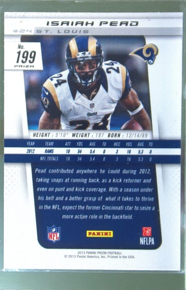 2013 Prizm Isaiah Pead Prizms RC #199 Rams - Image 3