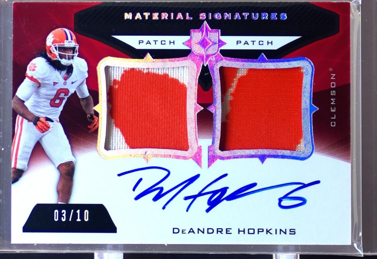 2013 UD Ultimate Collection DeAndre Hopkins Auto /10 JSY #SJ-DH Tigers Ultimate