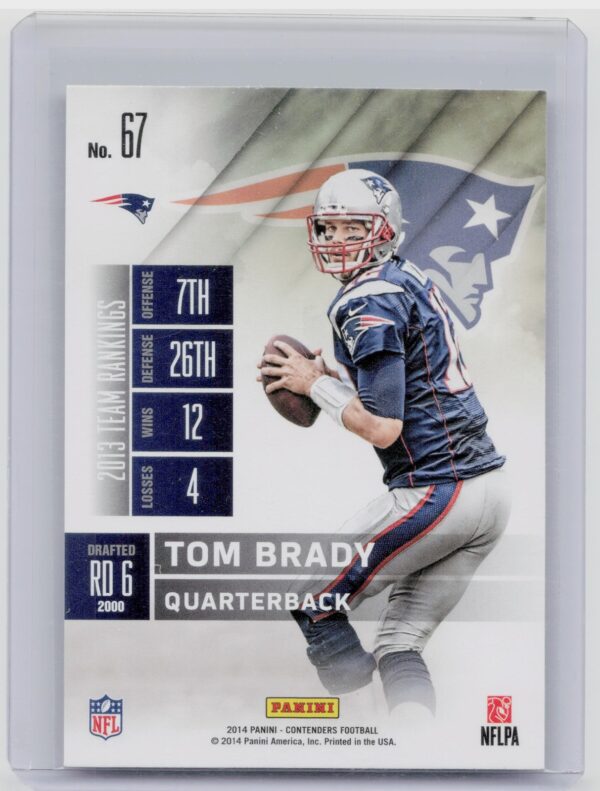 2014 Contenders Tom Brady #67 Patriots - Image 3