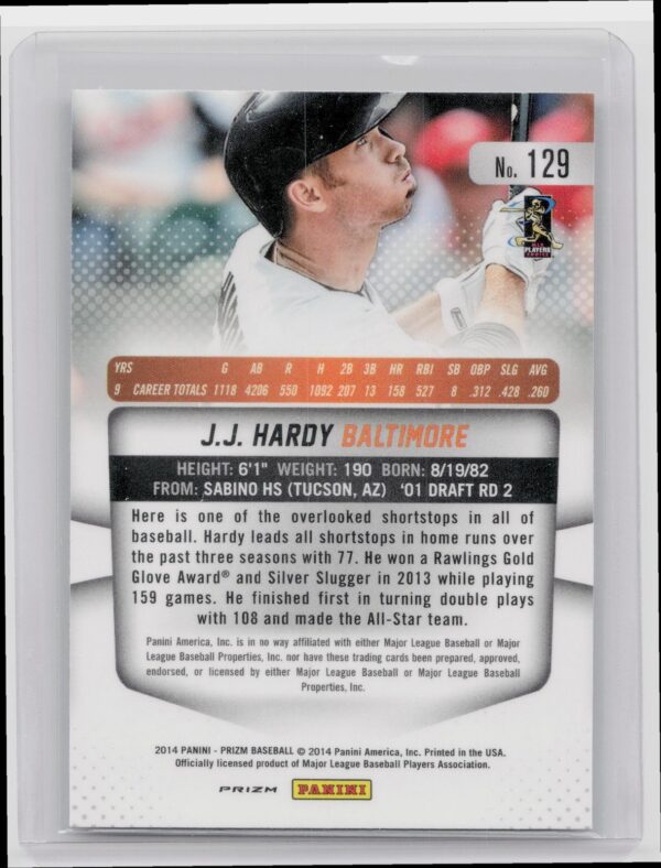 2014 Prizm J.J. Hardy Prizms Camo #129 Orioles - Image 3