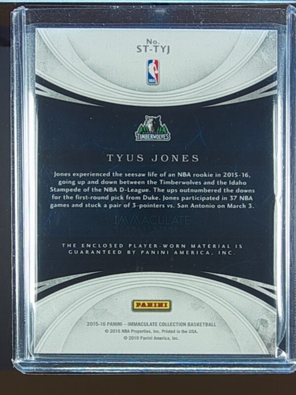 2015-16 Immaculate tyus jones /75 JSY #ST-TYJ Timberwolves Immaculate Standard - Image 3