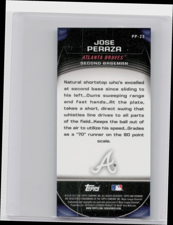 2015 Bowman Chrome Jose Peraza #PP-23 Braves Prospect Profiles Minis - Image 3