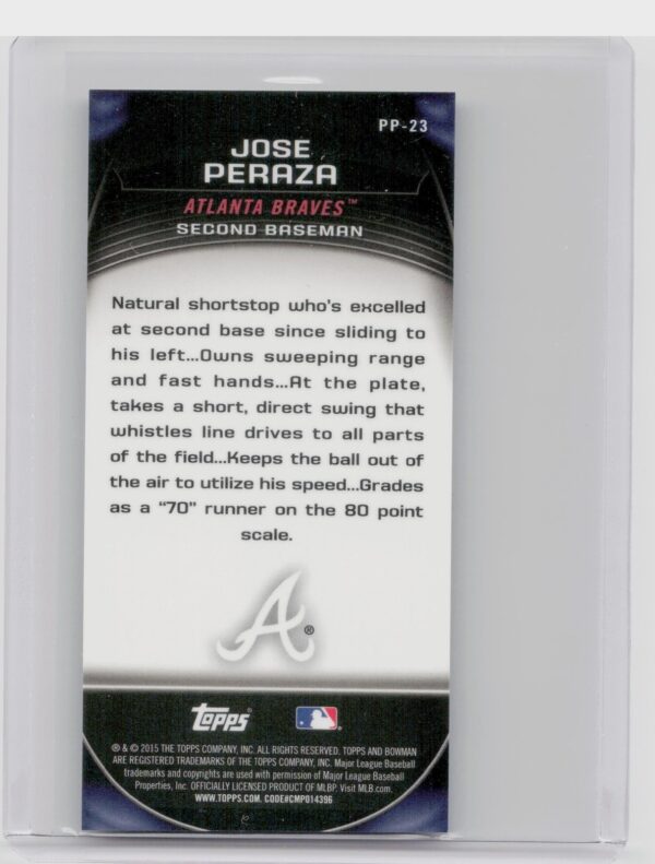 2015 Bowman Chrome Jose Peraza #PP-23 Braves Prospect Profiles Minis - Image 3