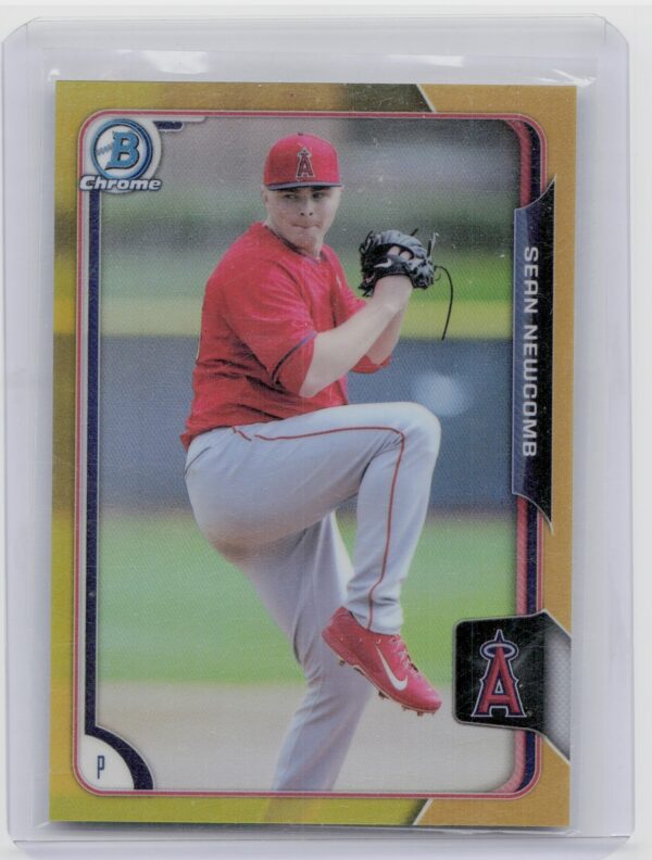 2015 Bowman Chrome Sean Newcomb /50 #BCP182 Angels Prospects Gold Refractors