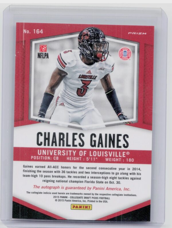 2015 Panini Prizm Collegiate Draft Picks Charles Gaines AU #164 Cardinals Autogr - Image 3
