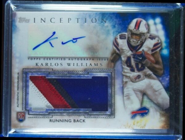 2015 Topps Inception Karlos Williams AU MEM #AJP-KWI Bills Autographed Jumbo Pat