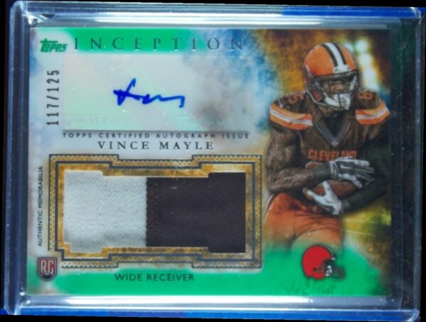 2015 Topps Inception Vince Mayle AU SN125 MEM #AJP-VM Browns Autographed Jumbo P
