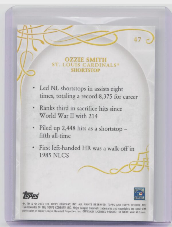 2015 Topps Tribute Ozzie Smith #47 Cardinals - Image 3