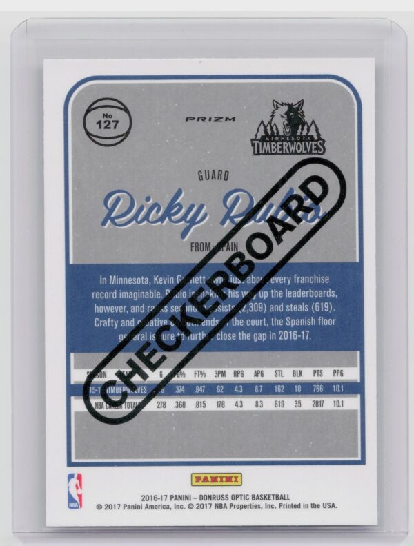 2016-17 Donruss Optic Ricky Rubio Checkerboard #127 Timberwolves - Image 3