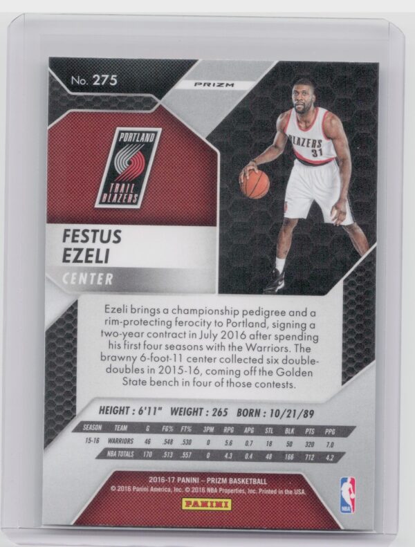 2016-17 Panini Prizm Festus Ezeli Starburst Prizms #275 Blazers - Image 3