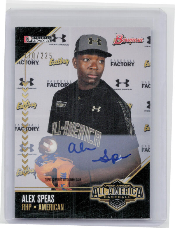 2016 Bowman Draft Alex Speas AU SN225 #UAA-17 American Under Armour All America
