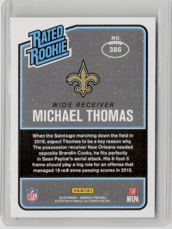 2016 Donruss Michael Thomas RC #386 Saints - Image 3