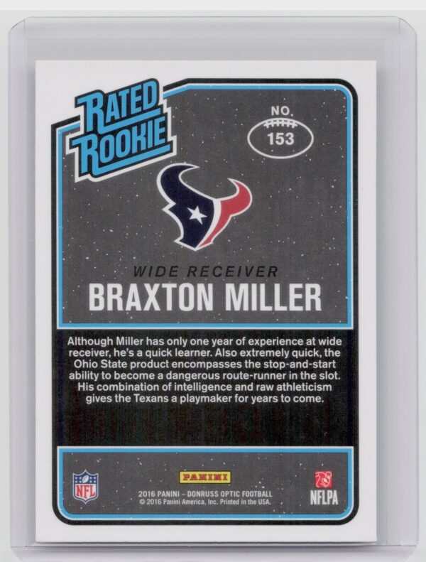 2016 Donruss Optic Braxton Miller Holo #153 Texans - Image 3