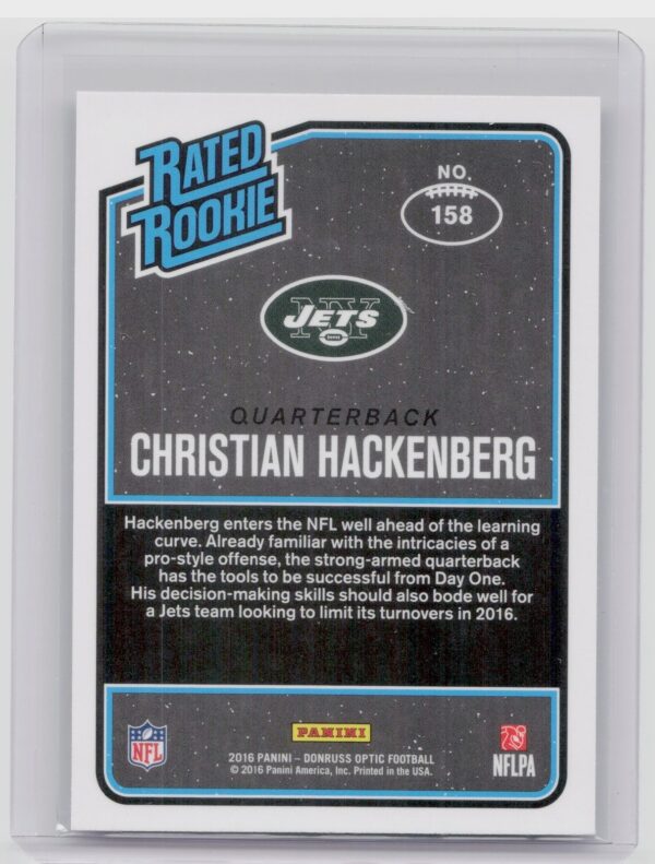 2016 Donruss Optic Christian Hackenberg Holo #158 Jets - Image 3