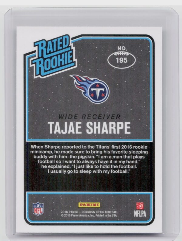 2016 Donruss Optic Tajae Sharpe Holo #195 Titans - Image 3