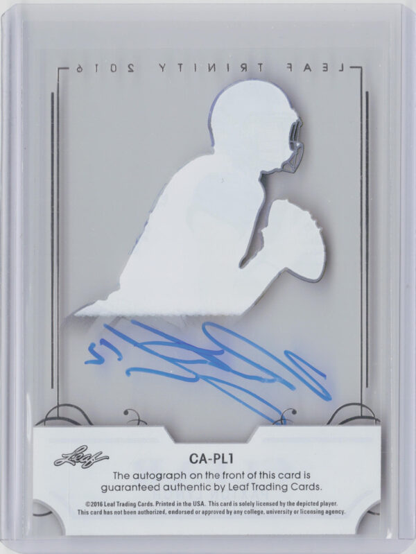 2016 Leaf Trinity Paxton Lynch AU #CA-PL1 Tigers Clear Autographs Bronze - Image 3