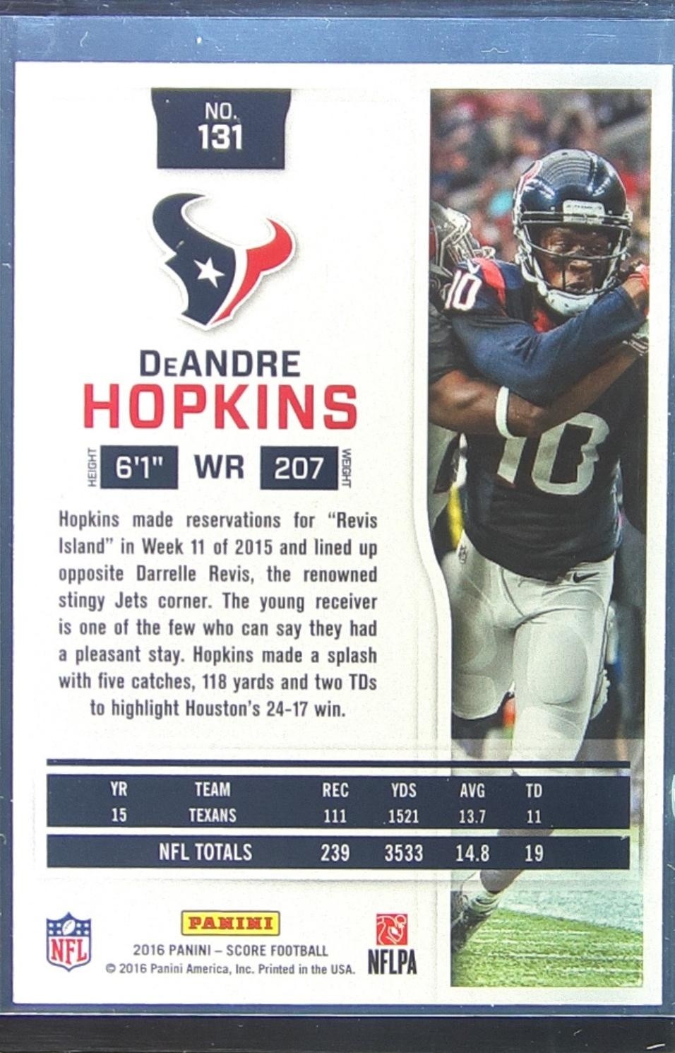 2016 Score DeAndre Hopkins Scorecard #131 Texans - Image 3