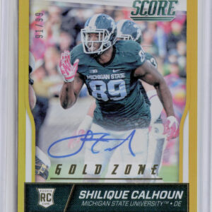2016 Score Shilique Calhoun AU SN50 #401 Spartans Rookie Signatures Gold Zone