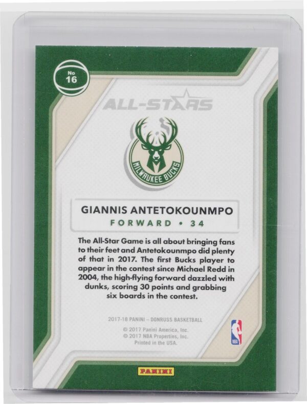 2017-18 Donruss Giannis Antetokounmpo #16 Bucks All Stars - Image 3