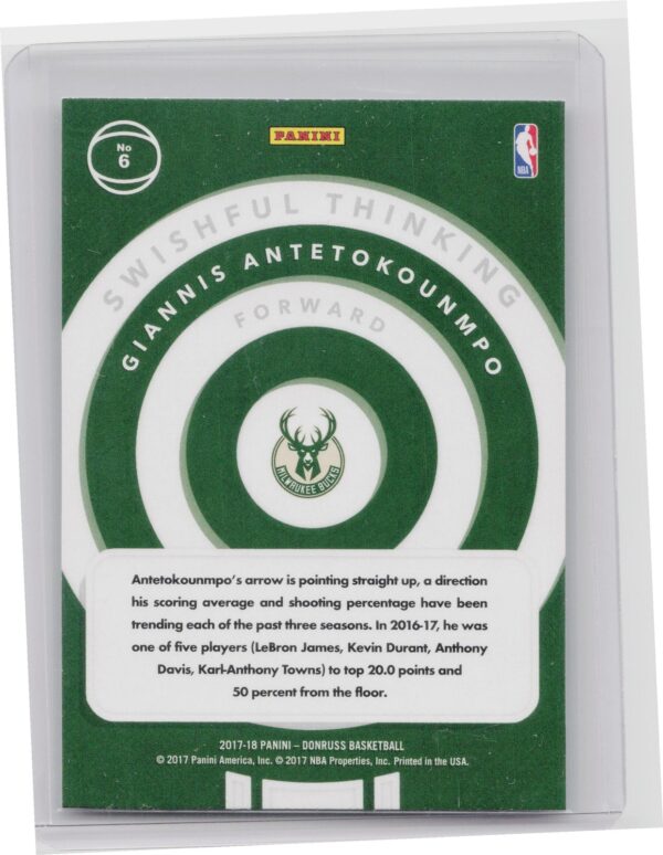 2017-18 Donruss Giannis Antetokounmpo #6 Bucks Swishful Thinking - Image 3