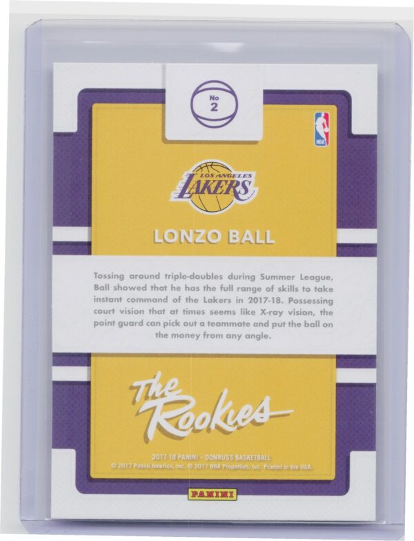 2017-18 Donruss Lonzo Ball #2 Lakers The Rookies - Image 3