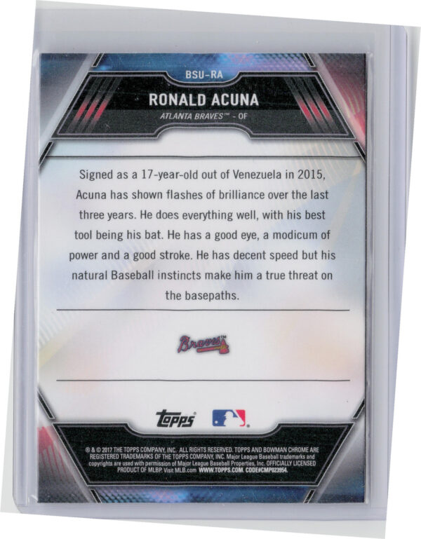 2017 Bowman Chrome Ronald Acuna #BSU-RA Braves Bowman Scouts' Updates - Image 3