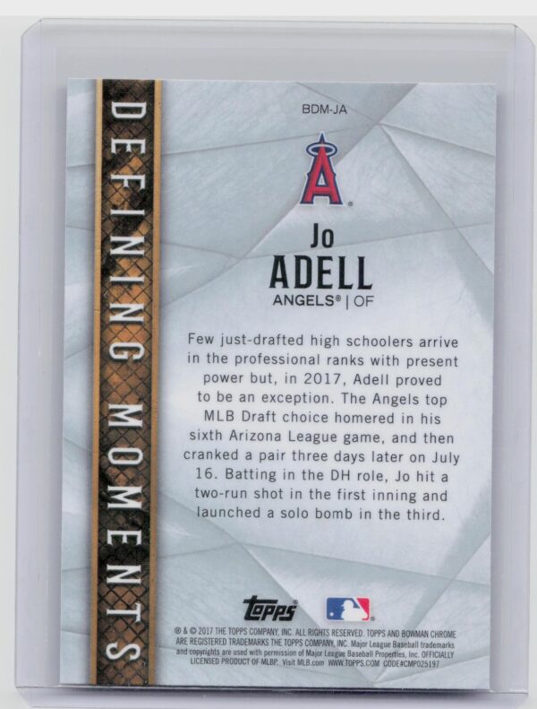2017 Bowman Draft Jo Adell #BDM-JA Angels Bowman Defining Moments - Image 3